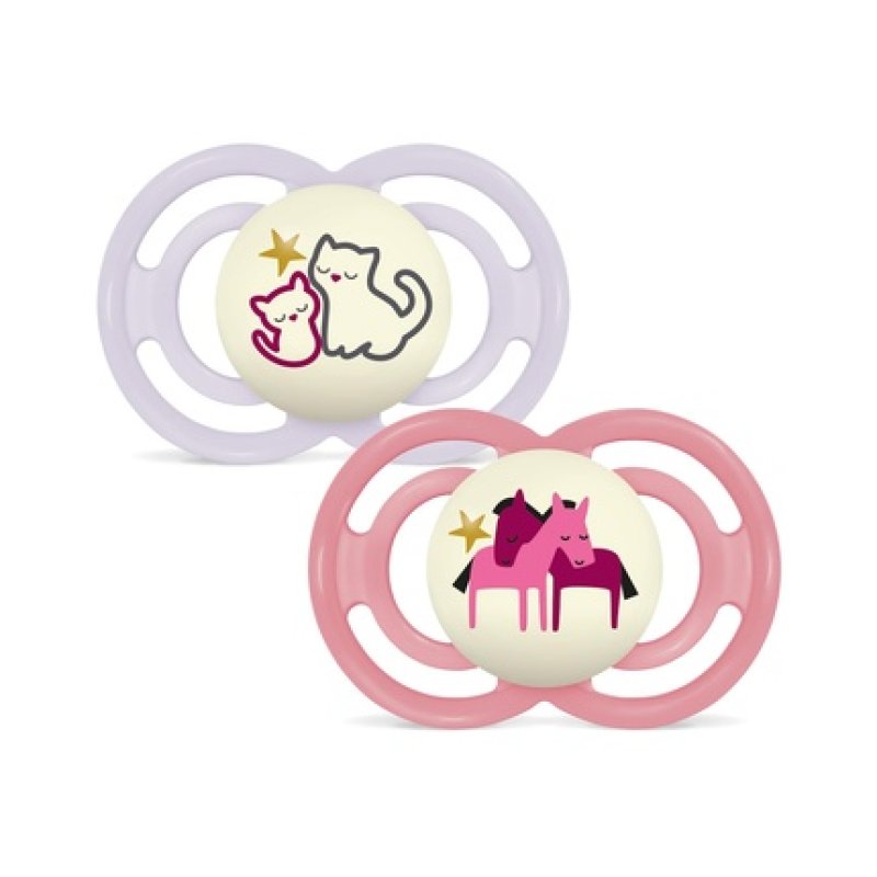 Mam Perfect Night Pacifier 6 Months Silicone Pink Double Pack