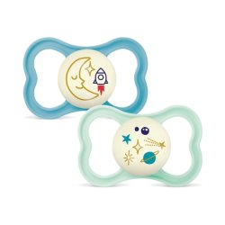 Mam Air Night Silicone Pacifier 16 Months Blue 2 Units