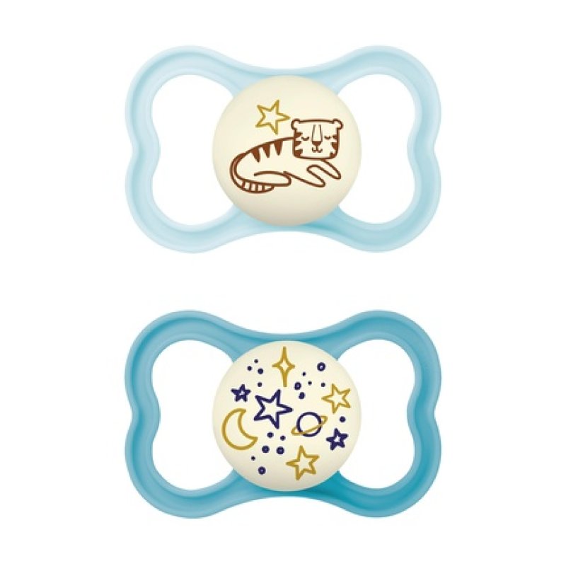 Mam Supreme Night Pacifier 6 Months Silicone Blue 2 Pack