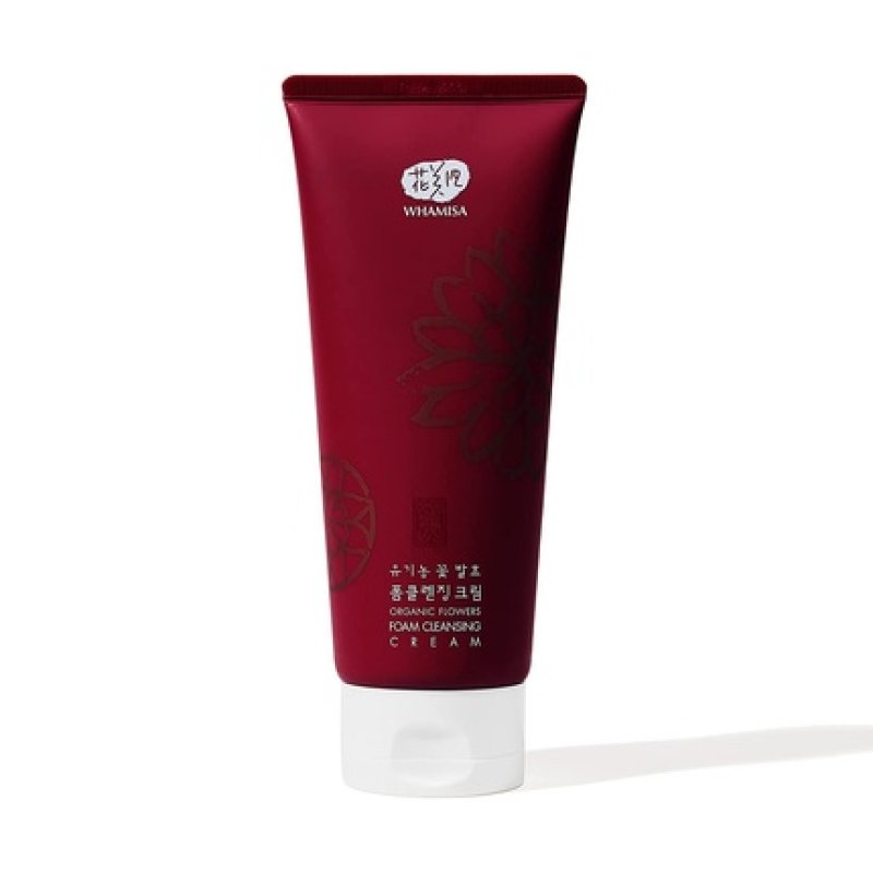 WHAMISA Organic Flowers Foam Cleansing Cream with Aloe Vera, Chrysanthemum, and Green Tea Extract 200ml