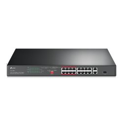 TP-Link 16-Port 10/100 Mbps 2-Port Gigabit Rackmount PoE Switch with 16-Port PoE 
