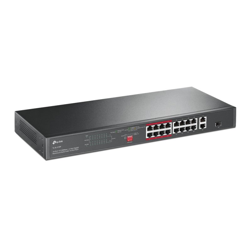 TP-Link 16-Port 10/100 Mbps 2-Port Gigabit Rackmount PoE Switch with 16-Port PoE 