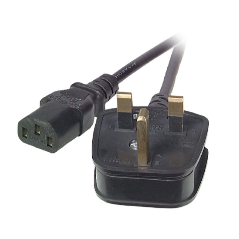 Netzleitung UK BS1363A-C13 180°,schwarz,3m,3x1.00mm