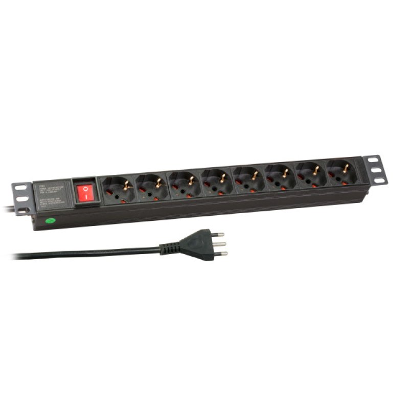 EFB 19" 1HE Steckdosenleiste 8 x IT mit Schalter Alu/sw