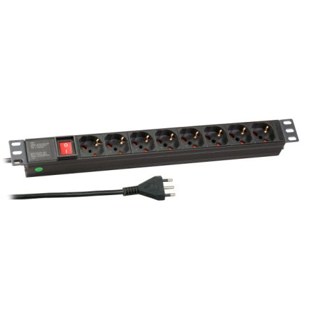 EFB 19" 1HE Steckdosenleiste 8 x IT mit Schalter Alu/sw