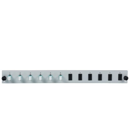 EFB Bestckte 12 Port Frontblende mit 6 x LC Duplex Kupplung OS2 vertikal, grau