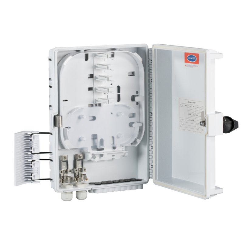 FTTH-BOX-OUT-1 FTTH IP65 Anschlussbox für 16 Fasern 16 Kupplungen u.Faserübe