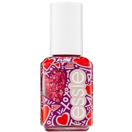 Essie Valentine's Day Collection Nail Polish No. 600 You're So Cupid 13.5ml - Matte Glitter Top Coat, You're So Amor Red
