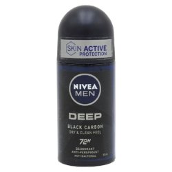 Nivea Antiperspirant Rollon 50ml For Men Deep Black Carbon And Dark Wood 72 Hours Protection