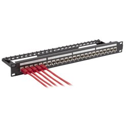 EFB 24-Port Patchpanel Cat.6A 1HE bestckt mit Einbauadapter schwarz