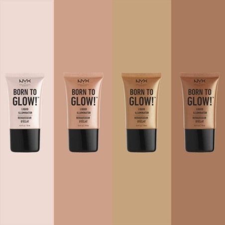 NYX Professional Makeup Born to Glow Liquid Illuminator Pure Gold 03 - Liquid Shimmer Highlighter and Foundation Base