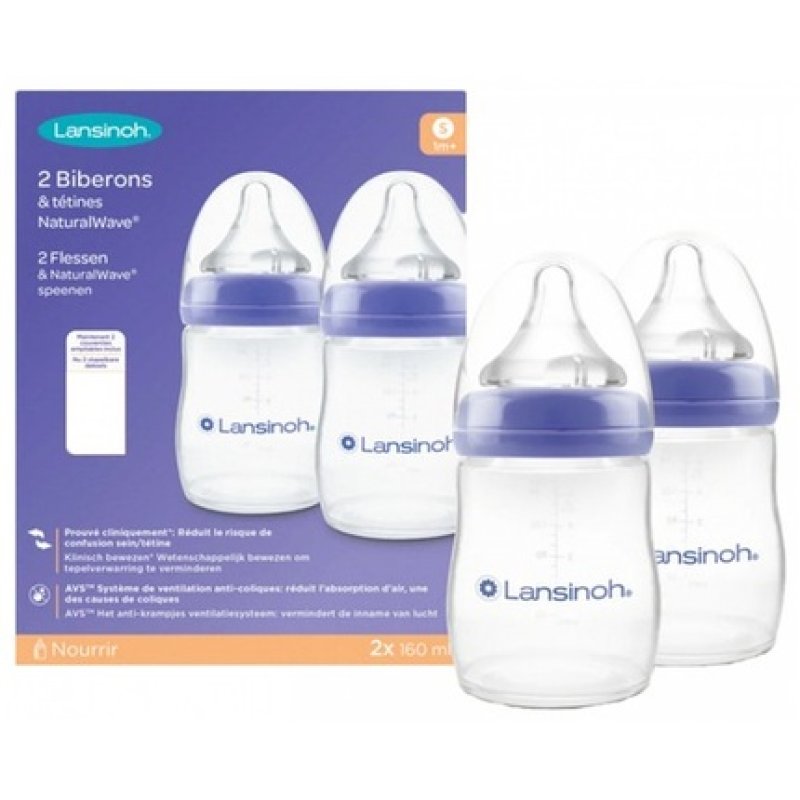 Lansinoh Natural Wave Bottles 160ml - Pack of 2