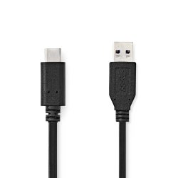 Nedis CCGL61650BK10 câble USB USB 3.2 Gen 2 (3.1 Gen 2) 1 m USB A USB C 10 Gbit/s 60 W Noir