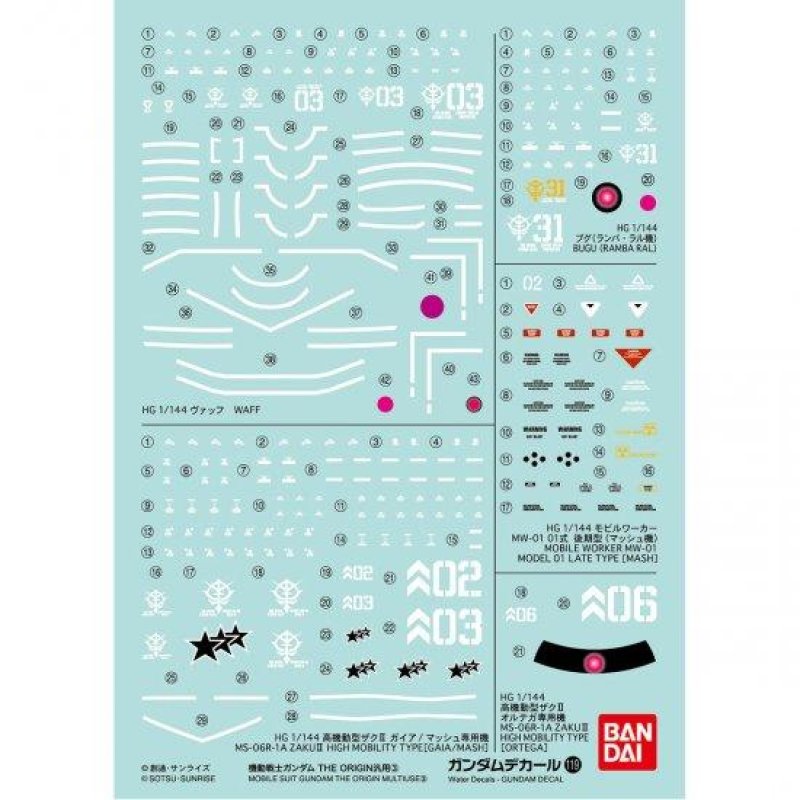 GUNDAM - RG 1/144 Decal 119 The Origin - Model Kit
