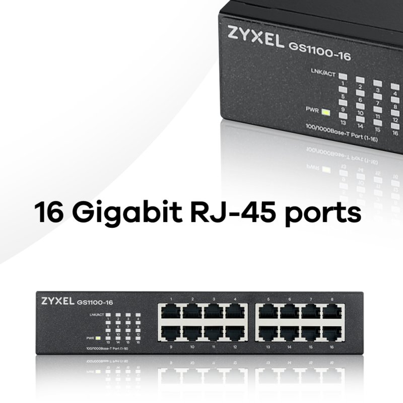 Zyxel GS1100-16 Unmanaged Gigabit Ethernet (10/100/1000) Black