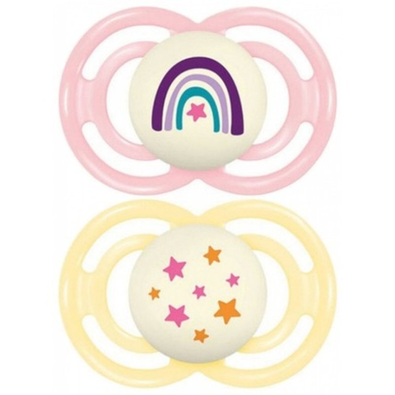 Mam 2 Pacifiers Perfect Nuit Tendance Anatomically Shaped 18 Months and Up