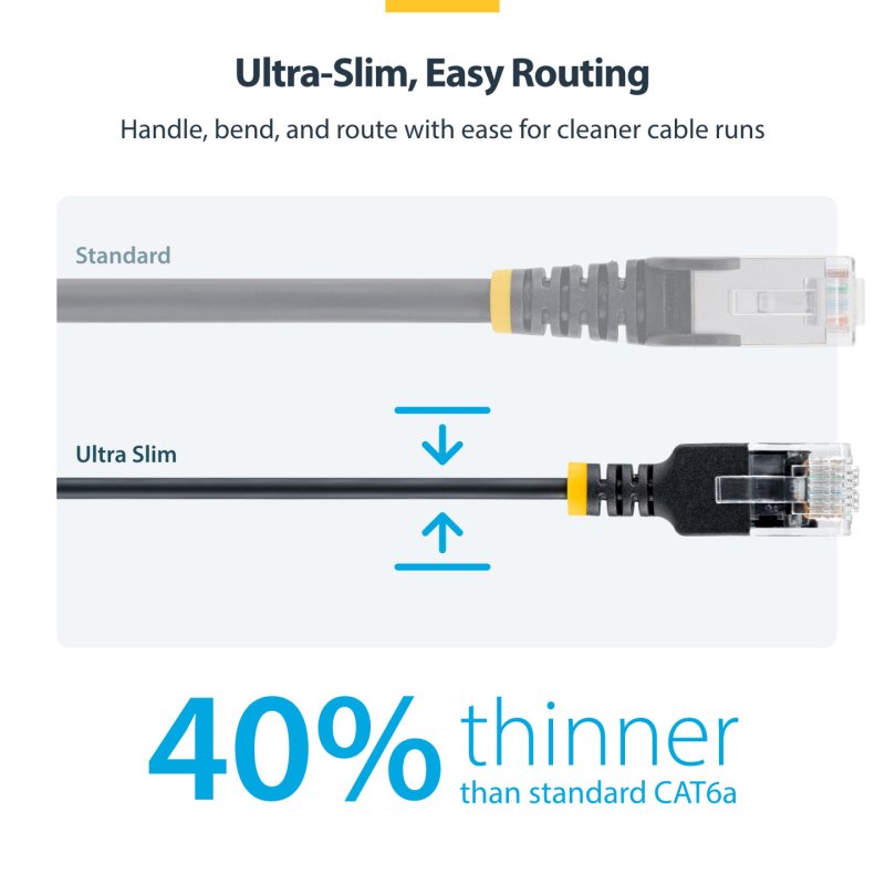 1m Black Ultra Slim CAT6a Cable