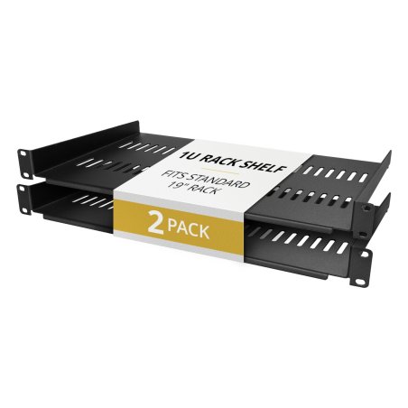 StarTech.com 2-Pack 1U Server Rack Shelf, Vented Rackmount Cantilever Tray for 19" Network Rack or Cabinet, Heavy-Duty