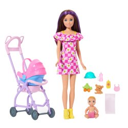 Barbie Skipper Babysitters Inc. Barbie-Skipper Baby-Sitter-Coffret avec poupée brune et poupée bébé