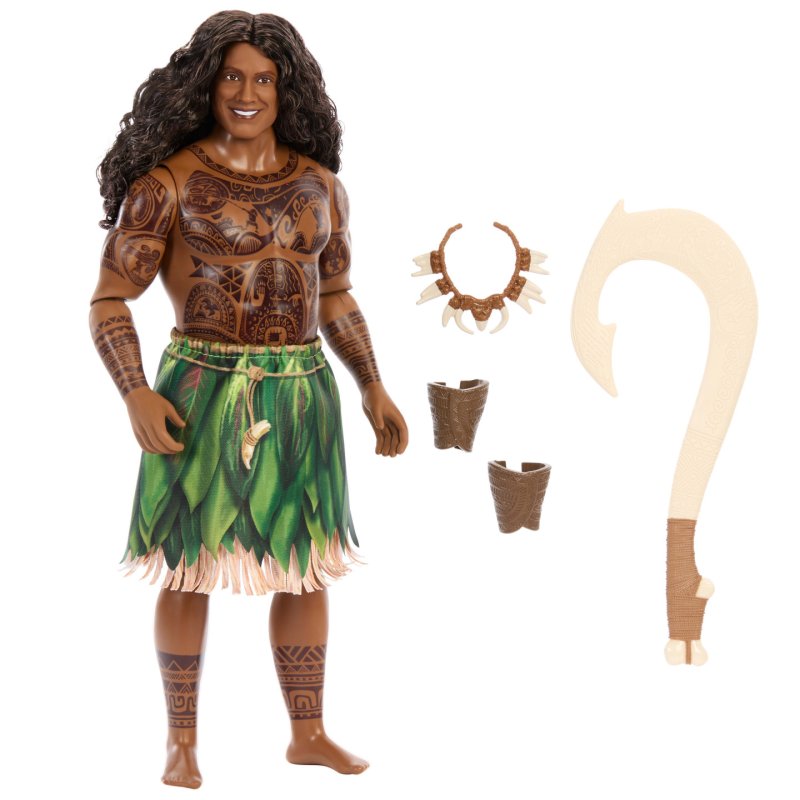 Mattel Disney Vaiana Maui Doll with Removable Fashion & 4 Accessories, Inspired by Live Action Movie