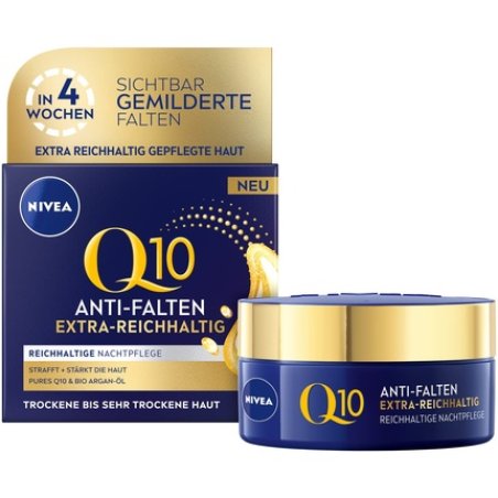 NIVEA Q10 Anti-Wrinkle Night Care Night Cream for Dry Skin with Coenzyme Q10 and Organic Argan Oil Moisturizing