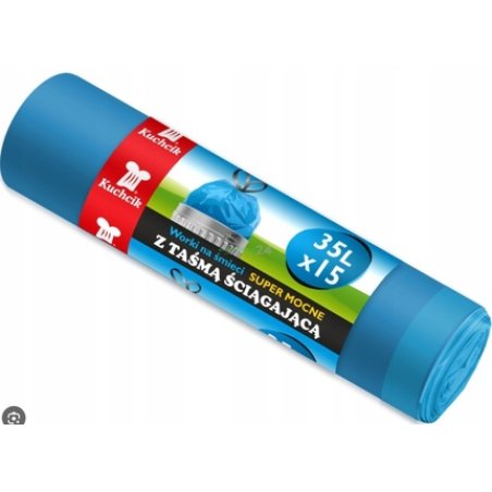 Kuchcik Trash Bags With Tape 35l Blue 15 Pieces
