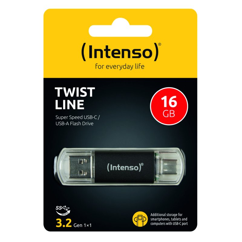 Intenso USB 16GB TWIST LINE 3.2 Gen1 USB-C Anthracite