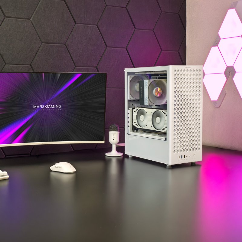Boitier Moyen Tour ATX Mars Gaming MC-T800 avec panneau vitré (Blanc)