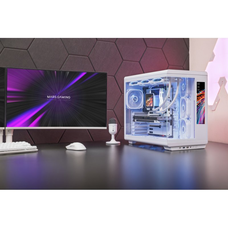 Boitier Moyen Tour ATX Mars Gaming MC-REVMAX RGB avec panneaux vitrés (Blanc)