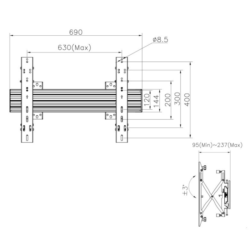Equip Wandhalterung 37"-65"/1TFT Popout 1Gelenk 30Kg sw lite Retail