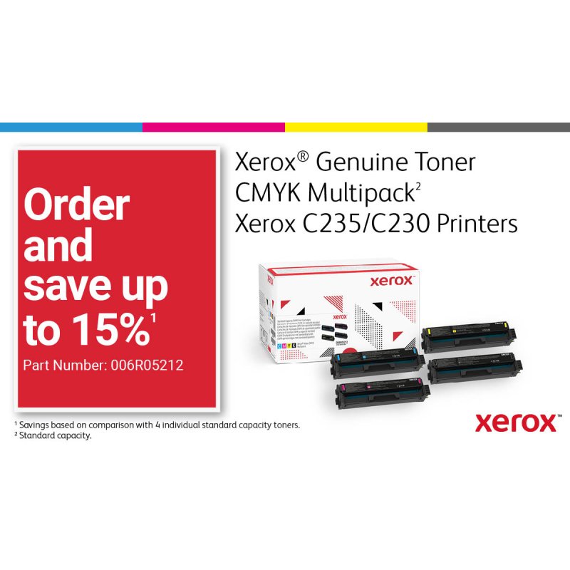 Xerox C230 A4 22ppm Wireless Duplex Printer PS3 PCL5e6 2 Trays Total 251 Sheets UK