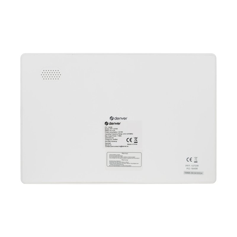 Denver PFF-1070W digital photo frame White 25.6 cm (10.1") Touchscreen Wi-Fi