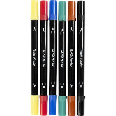 Creativ Company - Textile markers, line 2,3 3,6 mm, standard colours, 6 pc/ 1 pack (334819)