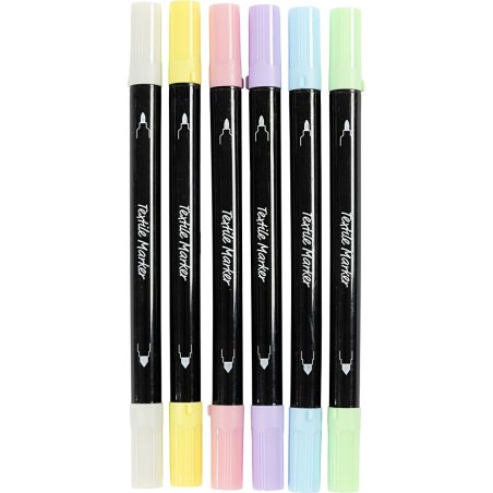 Creativ Company - Textile markers, line 2,3 3,6 mm, pastel colours, 6 pc/ 1 pack (334829)