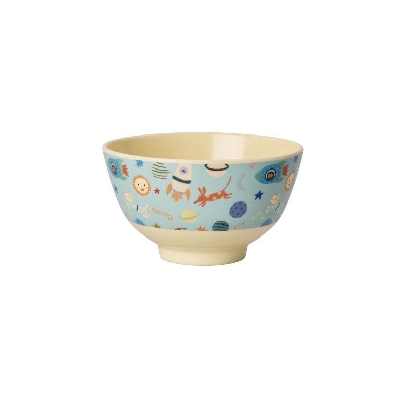Rice - Melamine Bowl with Dogs in Space Print - Blue - Small - 300 ml