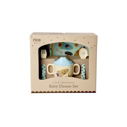 Rice - Melamine Baby Dinner Set - Dogs in Space Print - 4 pcs