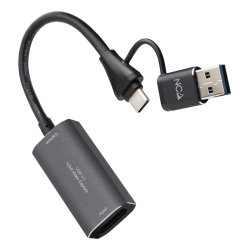 Nanocable 10.15.0001 video cable adapter HDMI Type A (Standard) USB Type-C USB Type-A Grey