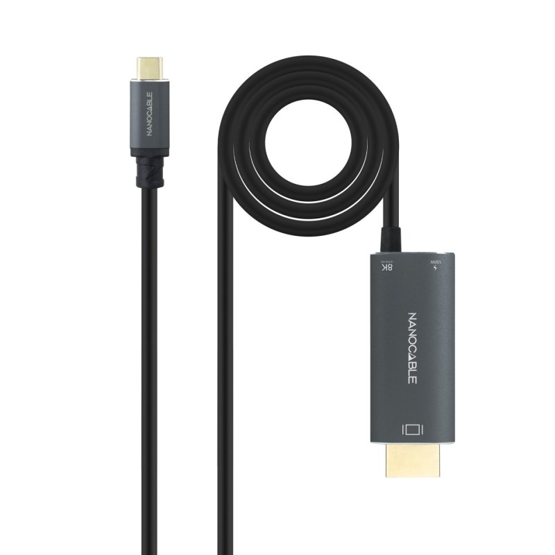 Nanocable 10.15.5182 câble vidéo et adaptateur 1,8 m USB Type-C HDMI USB Type-C Noir