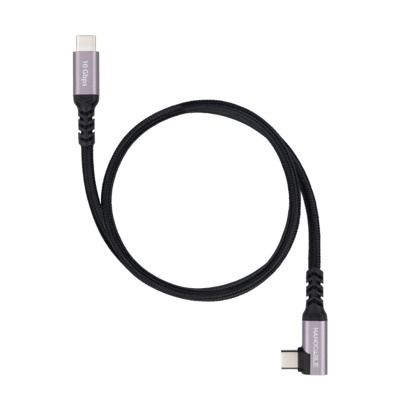 Cable coudé Nanocable USB-C M/M 100W 1m (Noir)