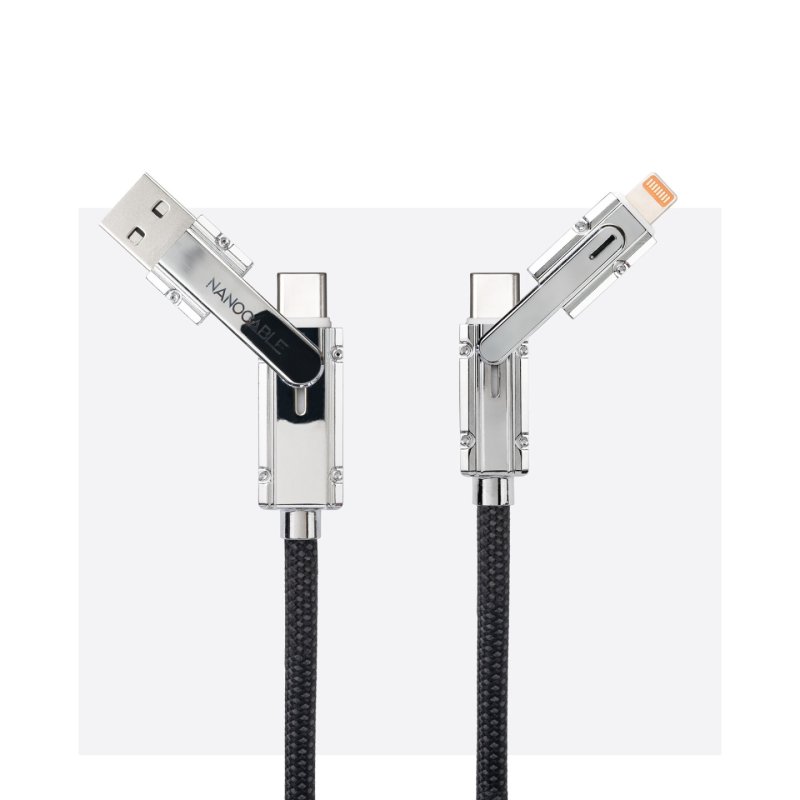 Cable Nanocable USB-A/USB-C vers USB-C/Lightning M/M 1m (Noir/Gris)