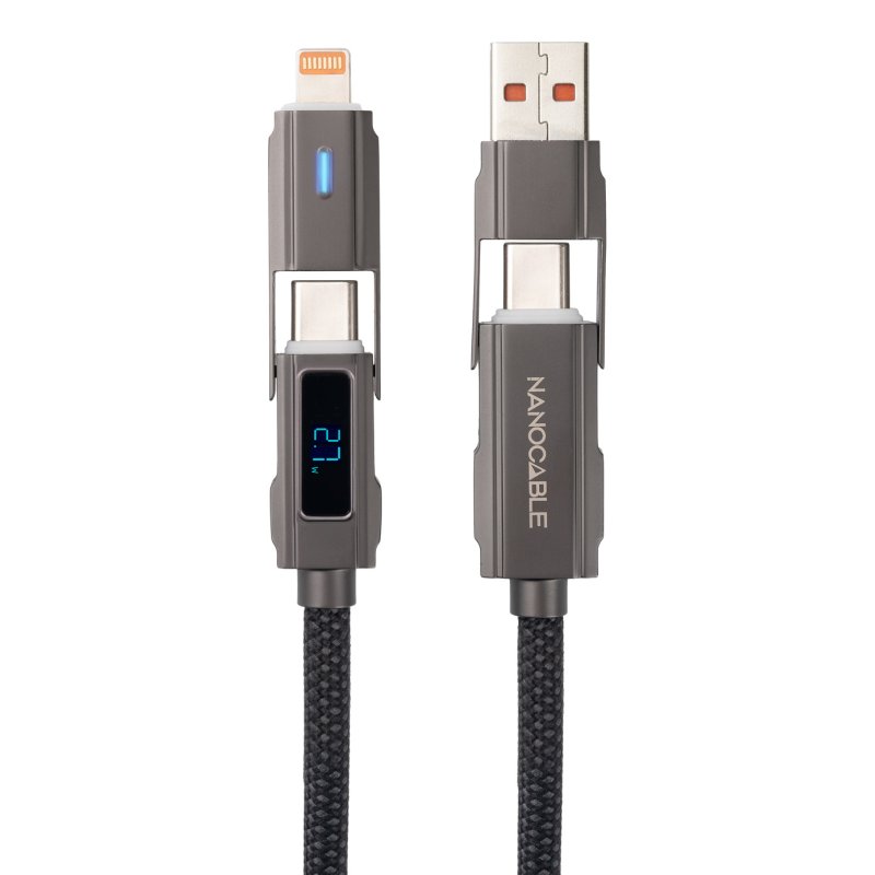 Cable Nanocable USB-A/USB-C vers USB-C/Lightning M/M 1m (Noir)