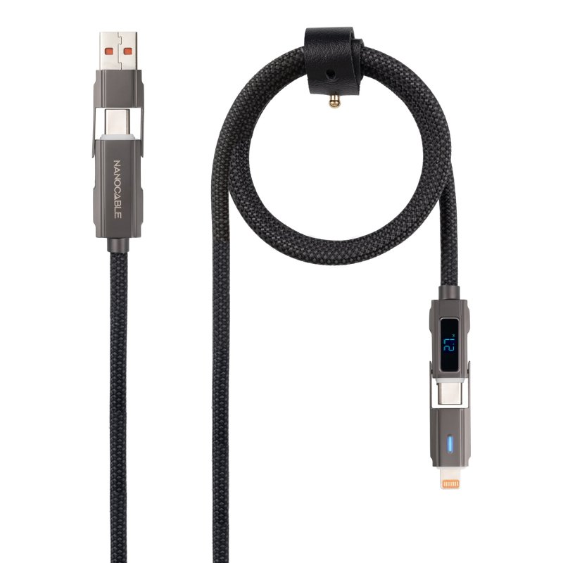 Nanocable 10.01.2501 câble USB 1 m USB A/USB C USB C/Lightning 27 W Noir