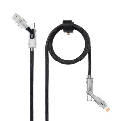 Cable Nanocable USB-A/USB-C vers USB-C/Lightning M/M 2m (Noir/Gris)