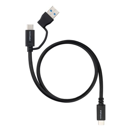 Cable Nanocable USB-A/USB-C vers USB-C M/M 3m (Noir)