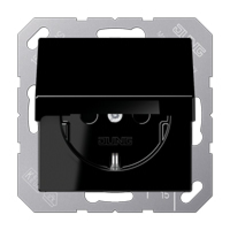 JUNG A 1520 BFKL SW socket-outlet Type F Black