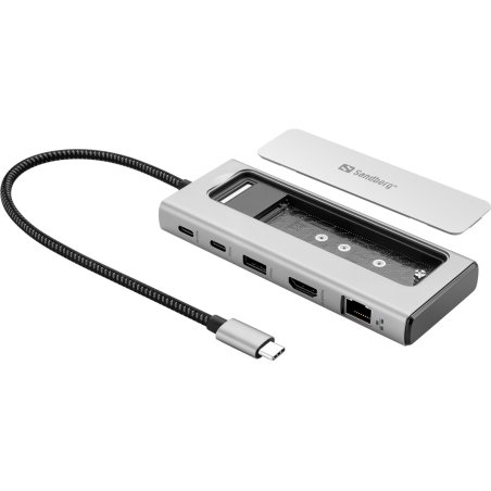 Sandberg 136-82 station d'accueil Avec fil USB 3.2 Gen 2 (3.1 Gen 2) Type-C Gris