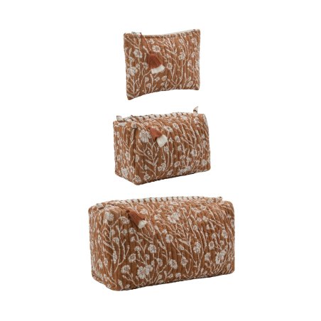 House Doctor - Toiletry Bag - Terracotta - Off-white and terracotta