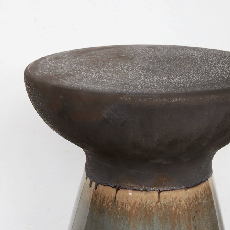 House Doctor - Stool, HDPablo - Green/Brown - h: 43 cm, dia: 36 cm