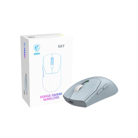 MSI Forge Gm340 Wireless Sky souris Gaming Ambidextre RF sans fil Bluetooth Optique 12000 DPI