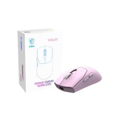 MSI Forge Gm340 Wireless Violet mouse Gaming Ambidextrous RF Wireless Bluetooth Optical 12000 DPI